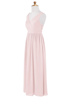 Azazie Kora Vestido de Rosa Rubor de Gasa/ Chiffon de Acampanado con Plisado image7