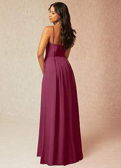 Azazie Kyedae Bridesmaid Dresses Mulberry A-Line V-Neck Pleated Chiffon Dress image4