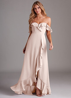 Azazie Lyra Robes de demoiselle d'honneur Robe Trapèze Convertible en Mousseline de soie Rose Pétale image4