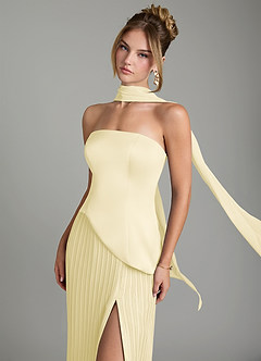 Azazie Tierney Bridesmaid Dresses Lemon Sorbet A-Line Strapless Chiffon Convertible Dress image7