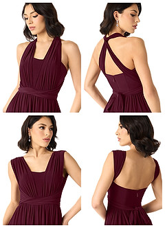 Azazie Louella Final Sale Cabernet A-Line Off the Shoulder Luxe Knit Convertible Dress image2