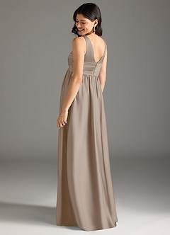Azazie Yetta Maternity Bridesmaid Dresses A-Line Pleated Stretch Satin Floor-Length Dress image3