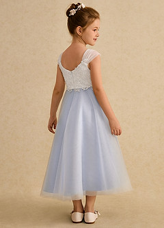 Azazie Momo Flower Girl Dresses Ivory Lavender A-Line Lace Dress image2