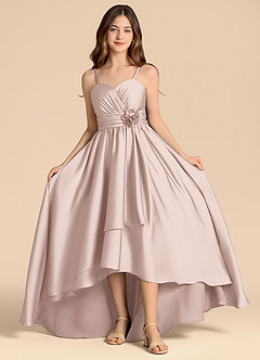 Azazie Catalina Junior Blushing Pink A-Line Sweetheart Neckline Stretch Satin Dress image4