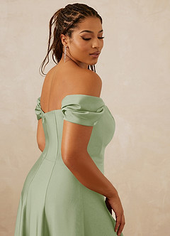 Christian Siriano Bridal for Azazie 1002 Bridesmaid Dresses Dusty Sage A-Line Off the Shoulder Stretch Satin Convertible Dress image10