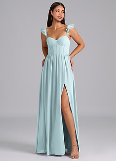 Azazie Denisse Bridesmaid Dresses Mist A-Line Ruched Chiffon Dress image1