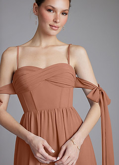 Azazie Ayanna Suknie dla druhen Linia A Zza ramienia Szyfon Do ziemi Sukienka image3