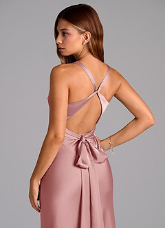 Azazie Hati Brudtärnklänningar Klä av Sjöjungfru i Stretch Satin Dammig Ros image2