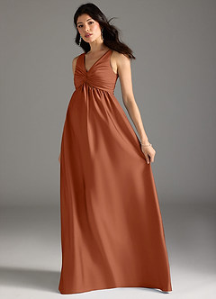 Azazie Yetta Brautjungfernkleider für Schwangere A-Linie Plissee Stretch-Satin Bodenlänge Kleid image6