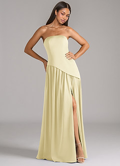 Azazie Adeline Bridesmaid Dresses Lemon Sorbet A-Line Strapless Stretch Satin Convertible Dress image4