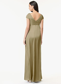 Azazie Allessia Maternity Bridesmaid Dresses A-Line Pleated Stretch Satin Floor-Length Dress image2