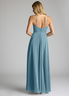 Azazie Akita Bridesmaid Dresses Moody Blue A-Line Chiffon Dress image4