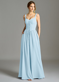 Azazie Porscha 신부 들러리 드레스 A라인 스윗하트 네크라인 쉬폰 바닥 길이 드레스 image1