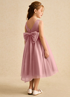 Azazie Winnie Flower Girl Dresses Dusty Rose Ball-Gown Bow Tulle Dress image3