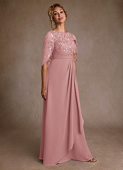Azazie Beckley Mother of the Bride Dresses Dusty Rose A-Line Lace Chiffon Dress image4