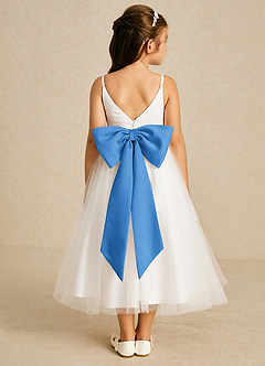 Azazie Lea Flower Girl Dresses Blue Jay A-Line Spaghetti Strap Tulle Dress image2