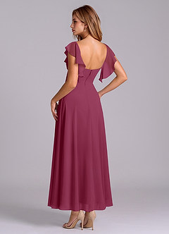 Azazie Leilani Bridesmaid Dresses Mulberry A-Line Ruched Chiffon Dress image5