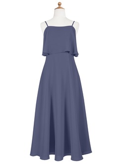 Azazie Izabella A-Line Ruched Chiffon Floor-Length Junior Bridesmaid Dress image7