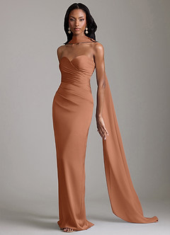 Azazie Sonora Suknie dla druhen Osłona Bez ramiączek Satyna elastyczna Do ziemi Sukienka image10