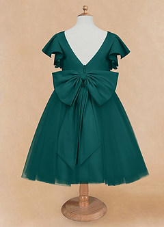 Azazie Kaeya Robe Demoiselle D'honneur Fillette Robe Trapèze en Tulle Arc Paon image6