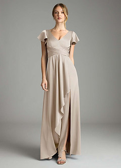 Azazie Omari Bridesmaid Dresses Frost A-Line Stretch Satin Dress image3