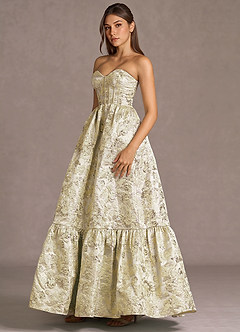 Vestido Dorado Largo Ylina image5