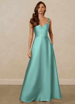 Christian Siriano Bridal for Azazie 1001 Brautjungfernkleider A-Linie Herzausschnitt Stretch-Satin Kleid Aqua image1