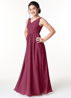 Azazie Sawyer Junior Mulberry A-Line Pleated Chiffon Dress image5