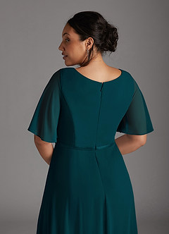 Azazie Tricia Kleider für die Brautmutter A-Linie V-Hals Gefaltet Chiffon Kleid Kiefer image12