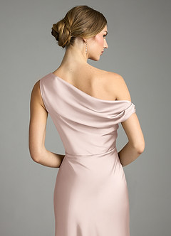 Azazie Emerson Bridesmaid Dresses Blushing Pink Mermaid Off the Shoulder Stretch Satin Dress image7