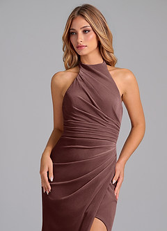 Azazie Jemma Vestidos de damas de honor Vestido de Expresado de terciopelo de Corte Recto con Plisado image2