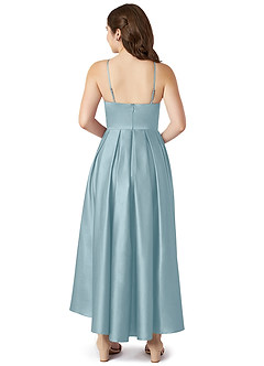 Azazie Jemima Junior A-Linie mit Taschen Stretch-Satin Kleid Stimmungsvolles Blau image2