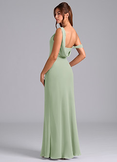 Azazie Madelyn Vestidos de damas de honor Vestido de Salvia Polvorienta de Gasa de Corte Sirena Convertible con Vestidos sin tirantes image6