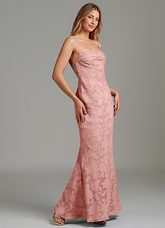 Azazie Ola Bridesmaid Dresses Rosette Mermaid Corset Floral Burnout Dress image3