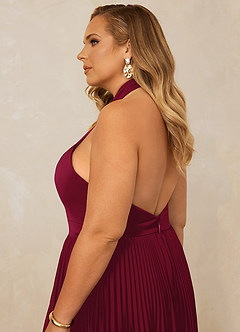 Christian Siriano Bridal for Azazie 1007 Bridesmaid Dresses Burgundy A-Line Pleated Stretch Satin Dress image9
