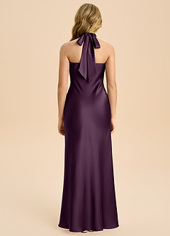 Azazie Chickie Junior 쉬스 주름진 스트레치 새틴 플로어 길이 주니어 신부 들러리 드레스 image2