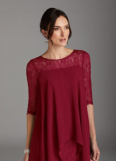 Azazie Flo Kleider für die Brautmutter A-Linie Spitze Chiffon Kleid Burgunderrot image2