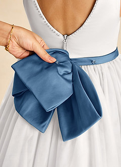 Azazie Seline Flower Girl Dresses Ivory Twilight A-Line Bow Tulle Dress image3