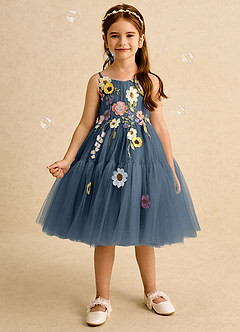 Azazie Osea vestidos de niña de las flores Vestido de Neptuno de Tul de Corte Princesa con Plisado image3