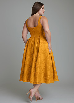 Azazie Amalie Bridesmaid Dresses Butterscotch A-Line Pleated Floral Burnout Dress image11