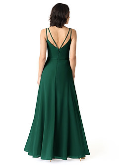 Azazie Janine Robes de demoiselle d'honneur Robe Trapèze en Mousseline de soie Col en V émeraude image4
