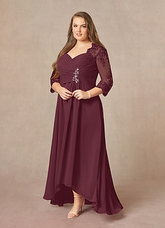Azazie Devereaux Mother of the Bride Dresses Cabernet A-Line Lace Chiffon Dress image9