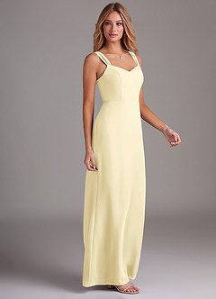 Azazie Denice Abiti da Damigella Abito Tubino in Chiffon a Pieghe Sorbetto Al Limone image5