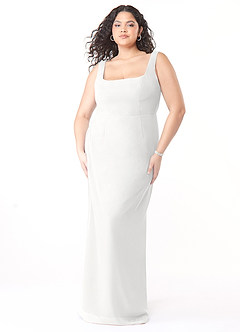 Azazie Flori Bridesmaid Dresses White Sheath Square Neckline Chiffon Dress image9