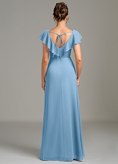 Azazie Kimmy Bridesmaid Dresses Steel Blue A-Line Ruched Chiffon Dress image4