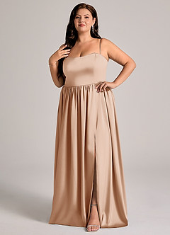 Azazie Calianna Bridesmaid Dresses English Rose A-Line Off the Shoulder Stretch Satin Convertible Dress image14