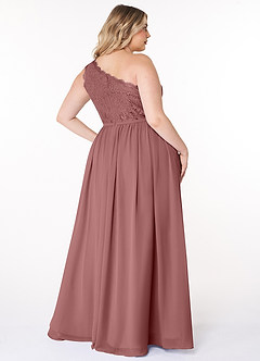 Azazie Demi Bridesmaid Dresses Desert Rose A-Line One Shoulder Chiffon Dress image14