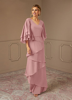 Azazie OHara Mother of the Bride Dresses Dusty Rose A-Line V-Neck Chiffon Dress image1