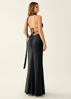 Wrenllien Black Satin Prom Dress image7