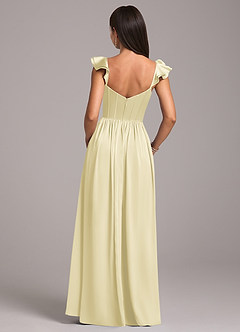 Azazie Denisse Vestidos de damas de honor Vestido de Sorbete De Limón de Satén Elástico de Corte en A con Volante image2